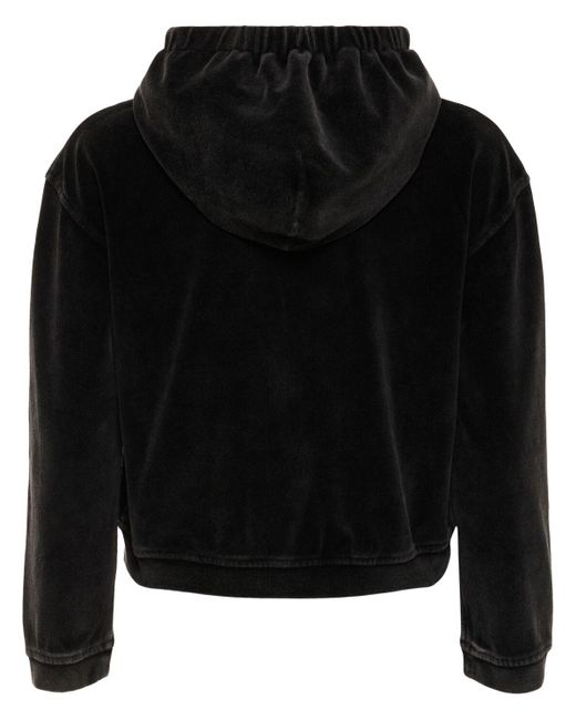 Sweat court zippé en coton à capuche avec logo Alexander Wang en coloris Black