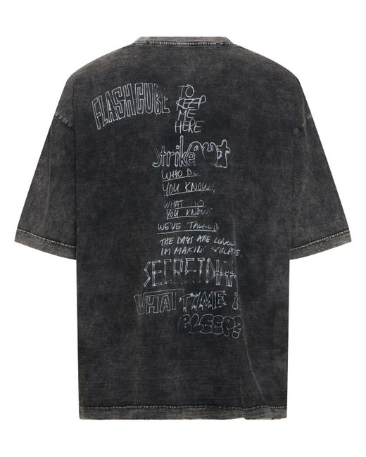 Maison Mihara Yasuhiro Black Printed Bleached Cotton T-shirt for men