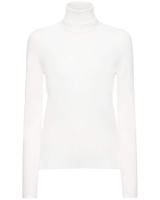 Michael Kors Joan Light Knit Turtleneck Sweater in White | Lyst