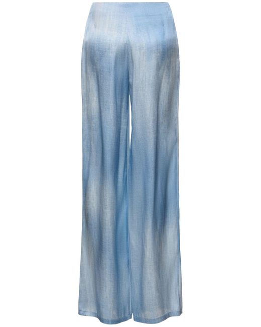 Pantalon large en satin de soie Ermanno Scervino en coloris Blue