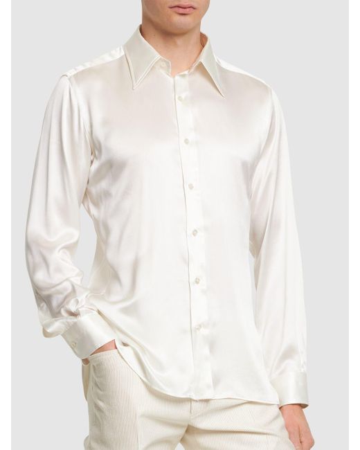メンズ Tom Ford スリムシルクシャツ White