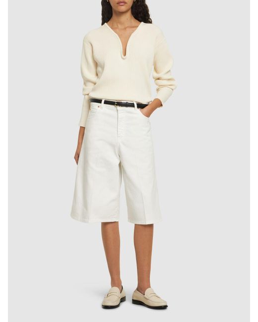 Shorts oversize in cotone di Victoria Beckham in White