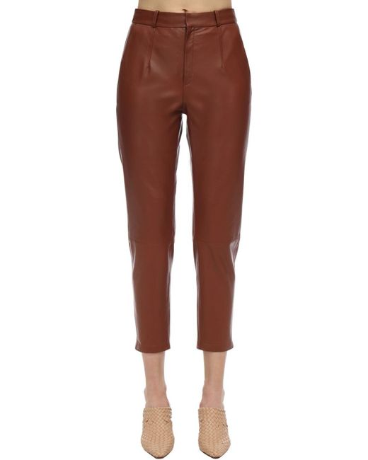 Zeynep Arcay Mom Leather Pants in Brown - Lyst