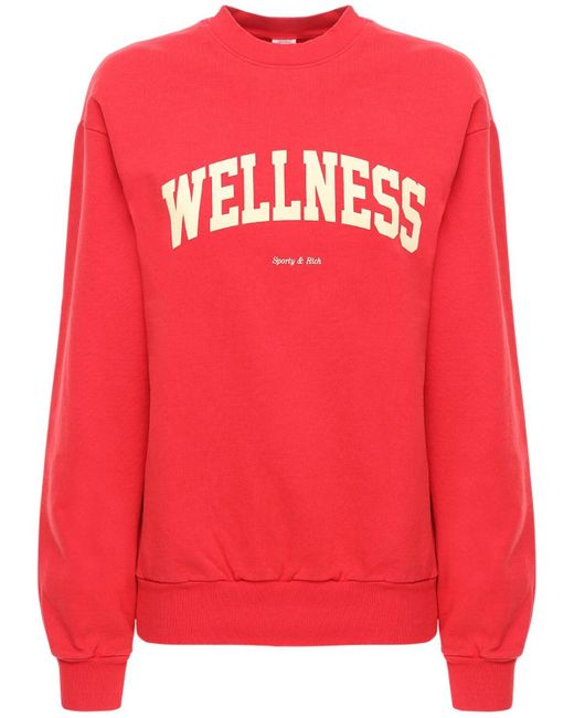 Sporty & Rich Red Wellness Cotton Crewneck Sweatshirt