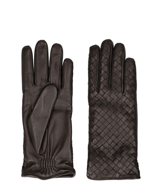 Bottega Veneta Black Leather Gloves