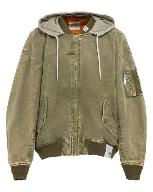 Maison Mihara Yasuhiro Green Double-Layered Flight Jacket for men
