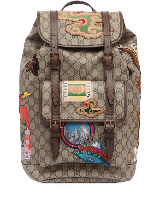 Mochila "gg Supreme" Con Parches Gucci hombre de color Neutro Lyst