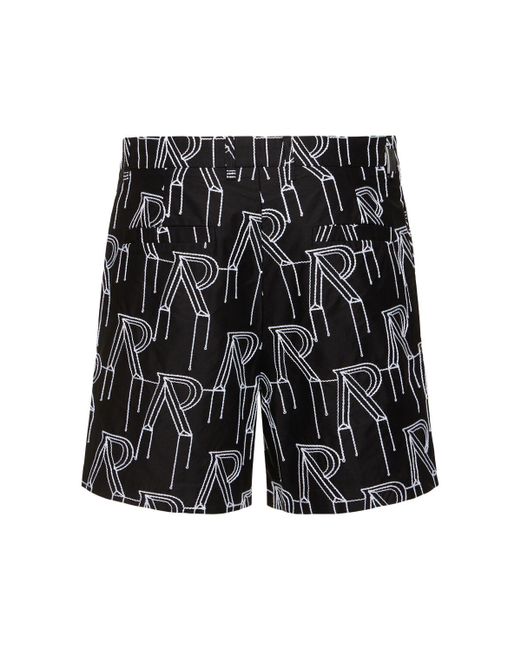 Represent Black Initial Embroidered Cotton Shorts for men
