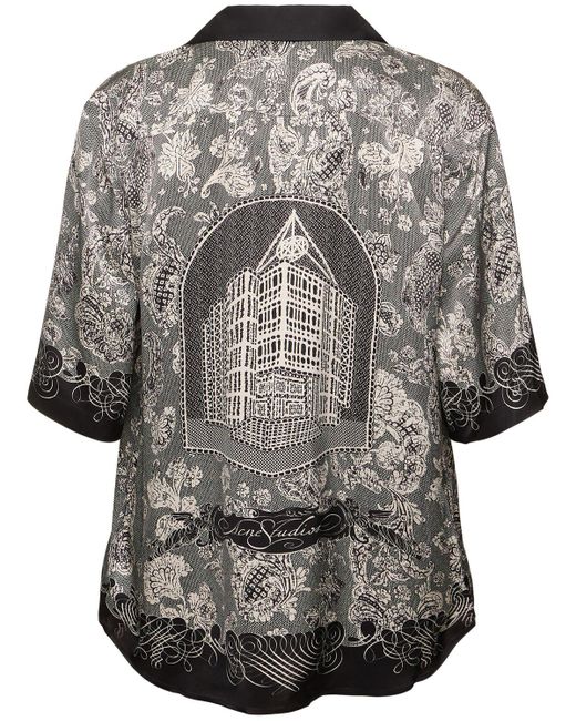 Acne Gray Sowen Printed Viscose Bowling Shirt for men