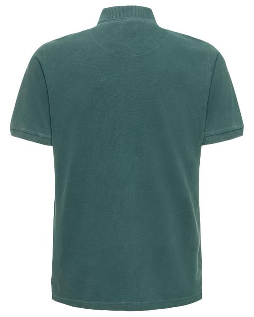 Sundek Green Logo Garment Dyed Cotton Piquet Polo for men