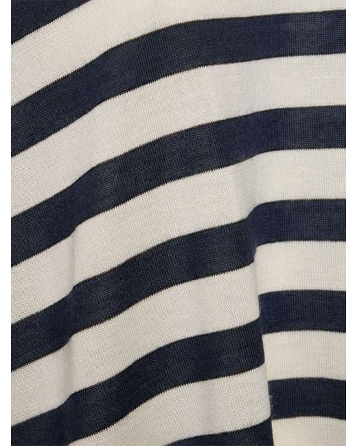 Brunello Cucinelli Multicolor Cashmere & Silk Boat Neck Striped Top