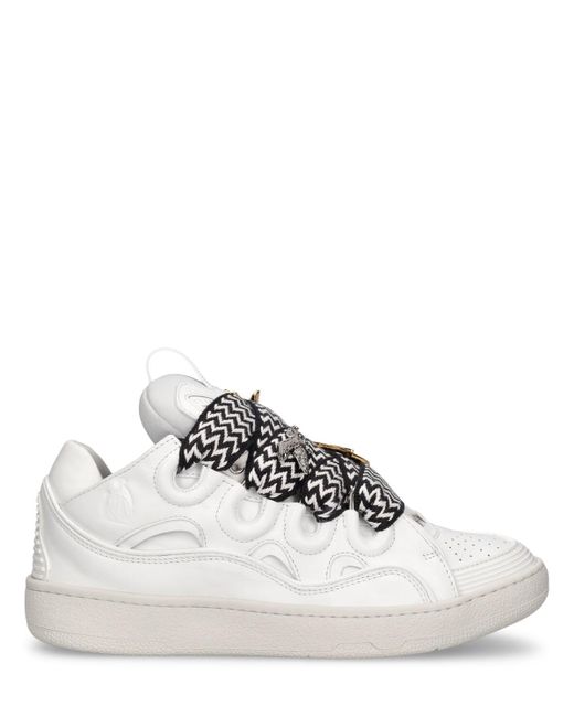 Lanvin White Curb Leather And Pins Sneakers for men