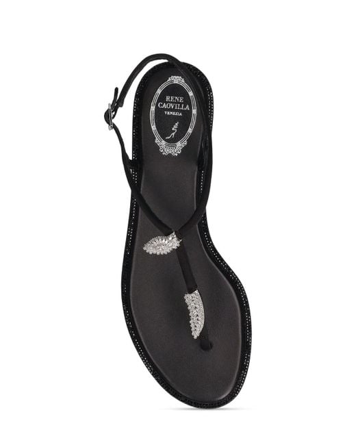 Rene Caovilla Black 10Mm Embellished Satin Sandals