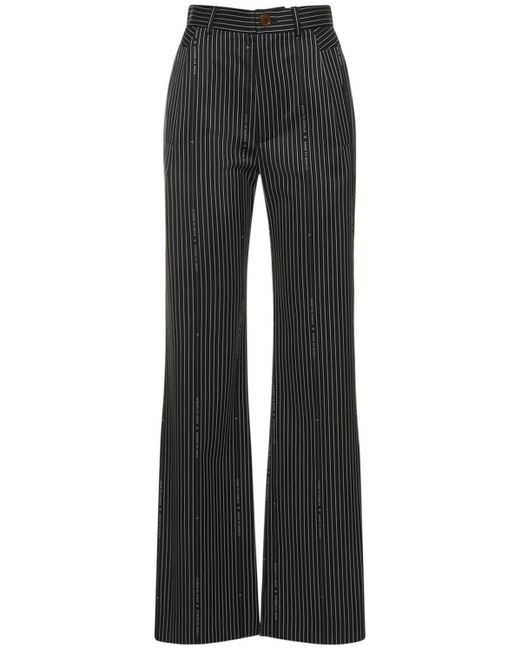 Vivienne Westwood Ray Pinstripe Wool Wide Pants in Black | Lyst