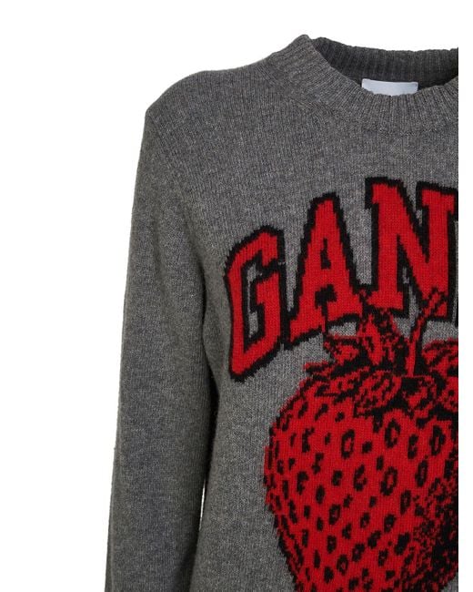 Maglione con logo di Ganni in Gray