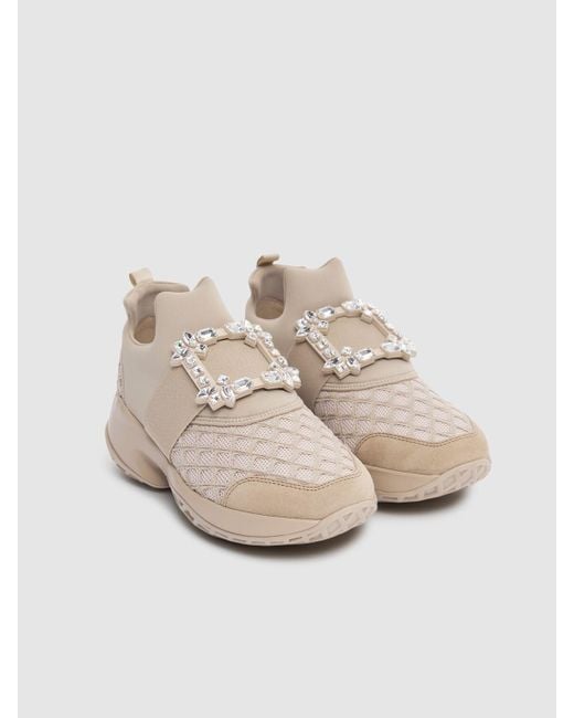 Roger Vivier Natural Sneakers Aus Baumwolle Und Mesh "viv Run"