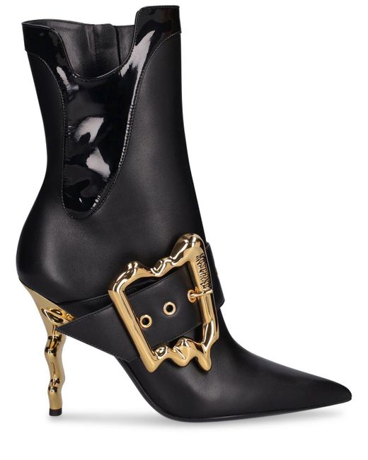 Moschino Black 105Mm Leather Ankle Boots