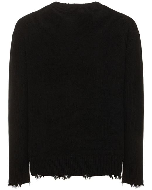 Laneus Sweater Aus Baumwollstrick Mit Rissen in Black für Herren