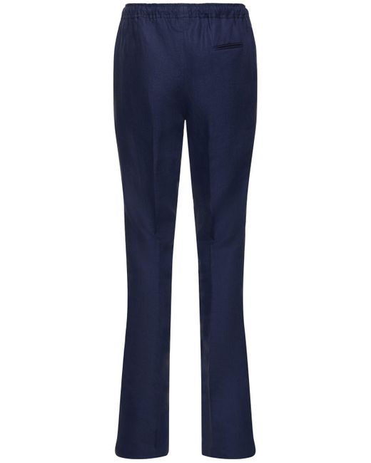 Pantalones de lino con cordón ajustable Kiton de hombre de color Blue