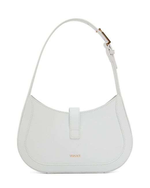 Versace White Small Leather Hobo Bag