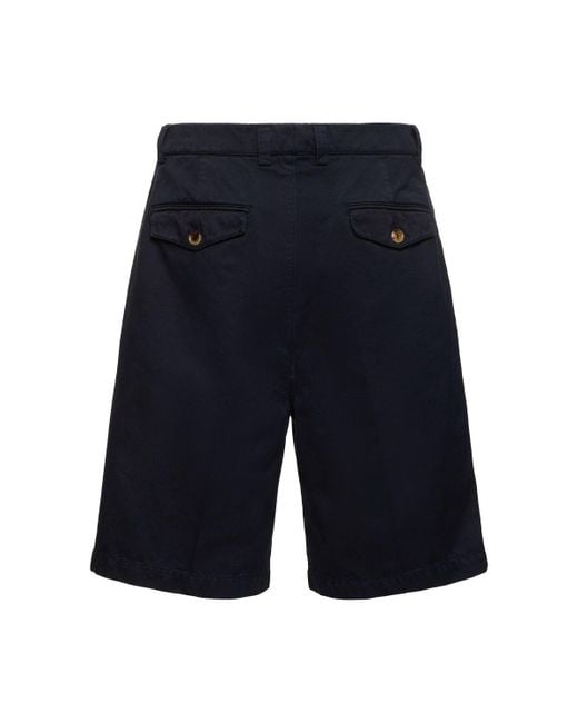 Brunello Cucinelli Blue Dyed Cotton Shorts for men