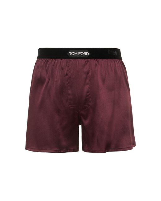 Tom Ford Silk Satin Boxer Briefs in Bordeaux (Red) for Men Lyst
