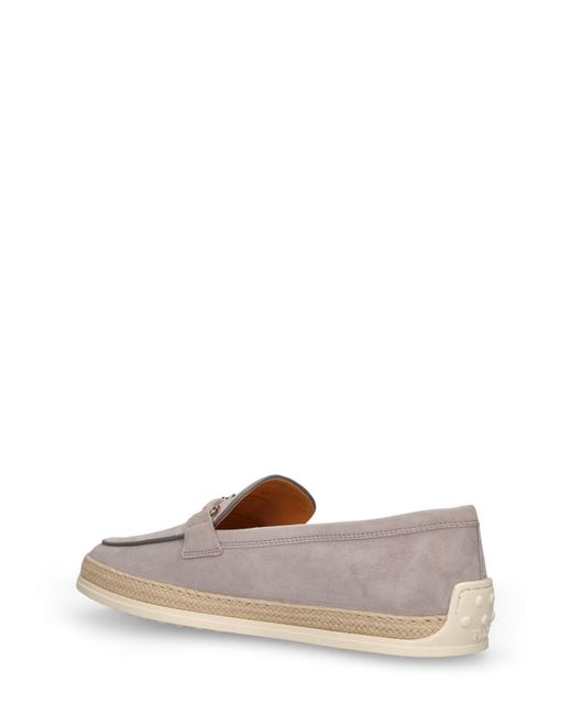 Tod's Brown T Ring Suede & Rubber Loafers