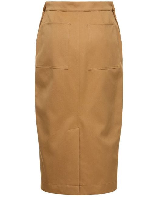 Max Mara Brown Cresta Cotton Gabardine Pencil Skirt