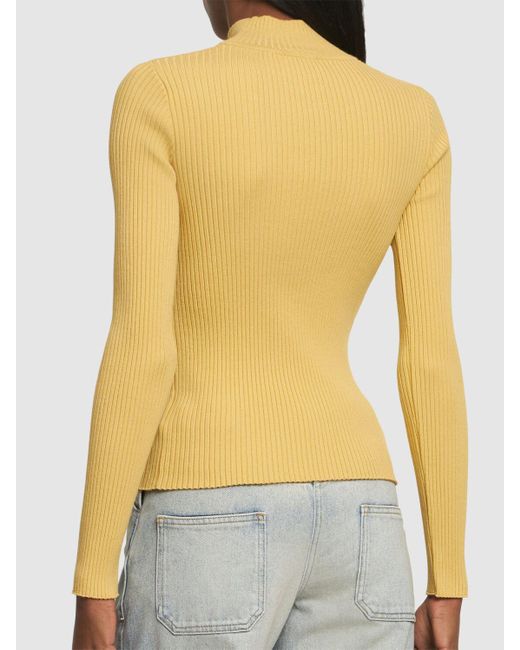 Courreges Yellow Re-edition Knit Viscose Blend Sweater