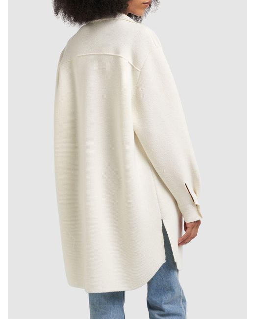 Max Mara White Oversize Wool Knit Cardigan