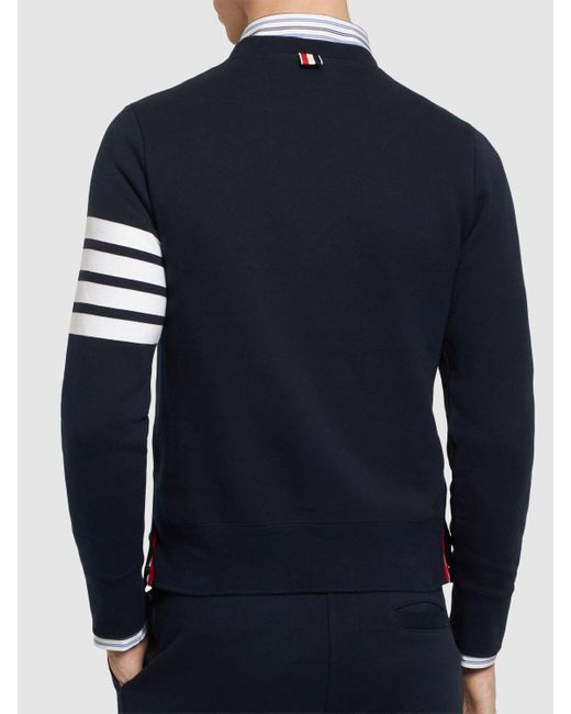Thom Browne Blue Cotton Jersey Sweatshirt W/ Stripes for men