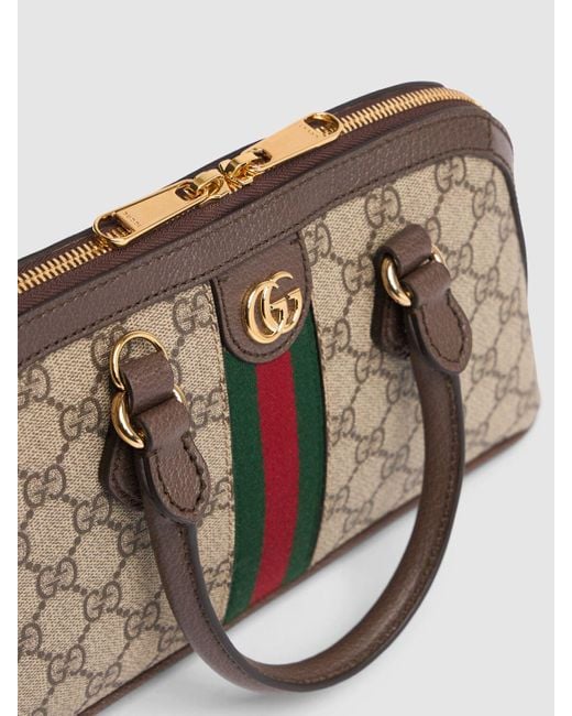 Gucci Brown Small Ophidia Canvas Top Handle Bag