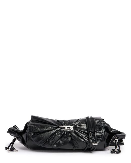 DIESEL Medium Scrunch-d レザーショルダーバッグ Black