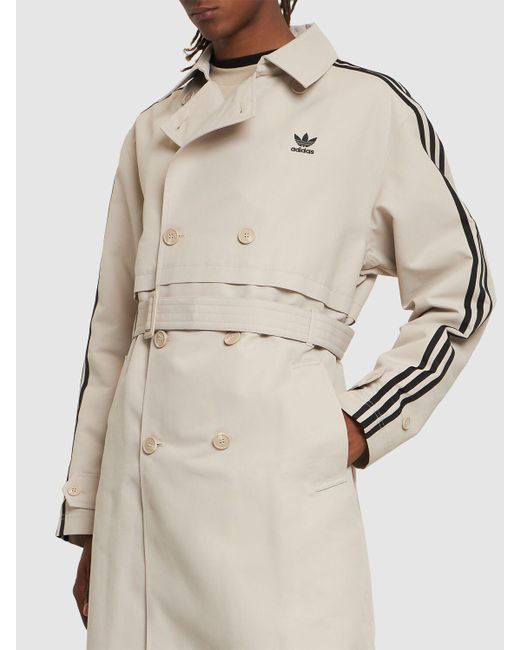adidas Originals 3-stripes Tech Trench Coat in Natural for Men | Lyst