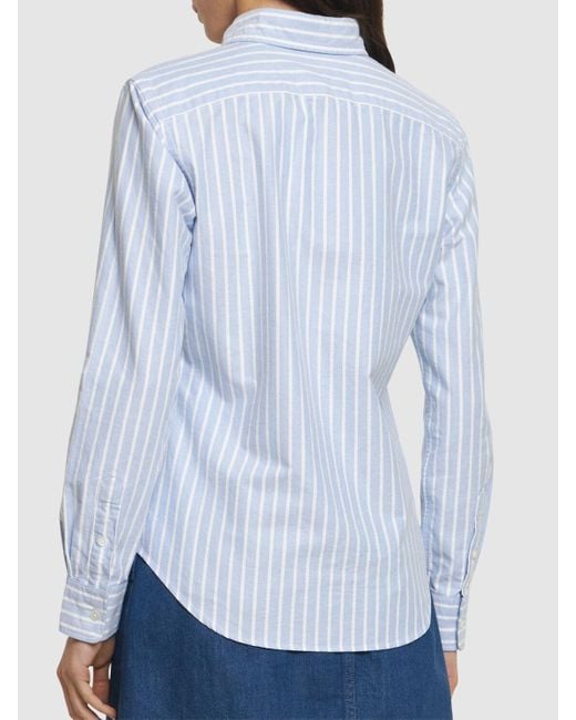 Camicia heidi in popeline di cotone a righe di Polo Ralph Lauren in Blue