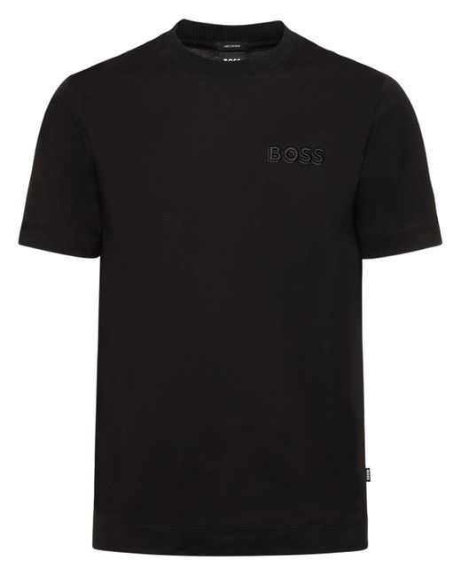 Camiseta de algodón Boss de hombre de color Black