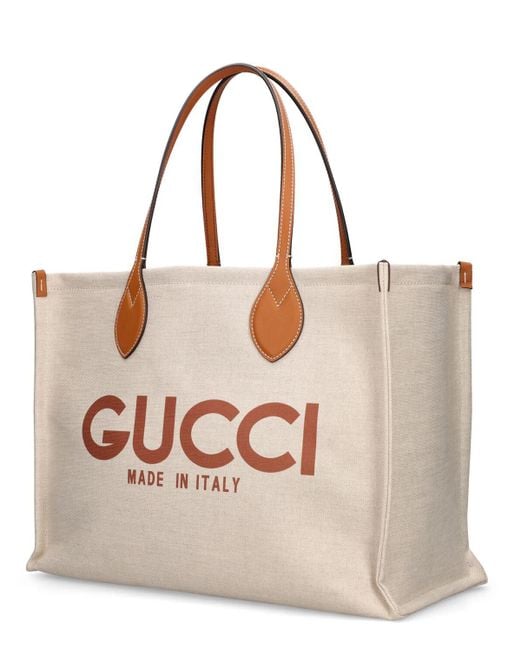 Gucci Pink Canvas Tote Bag W/ Print