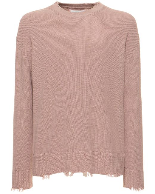 Laneus Sweater Aus Baumwollstrick Mit Rissen in Pink für Herren