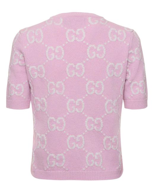 Gucci Pink Top Aus Wolle Mit Gg-muster