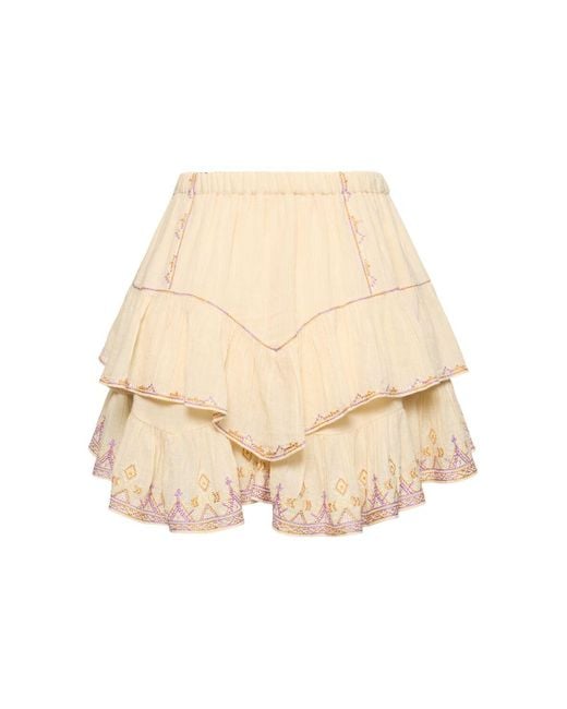 Minifalda de algodón con volantes Isabel Marant de color Natural