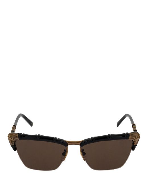 Gucci Bamboo Effect Cat Eye Sunglasses in Brown | Lyst