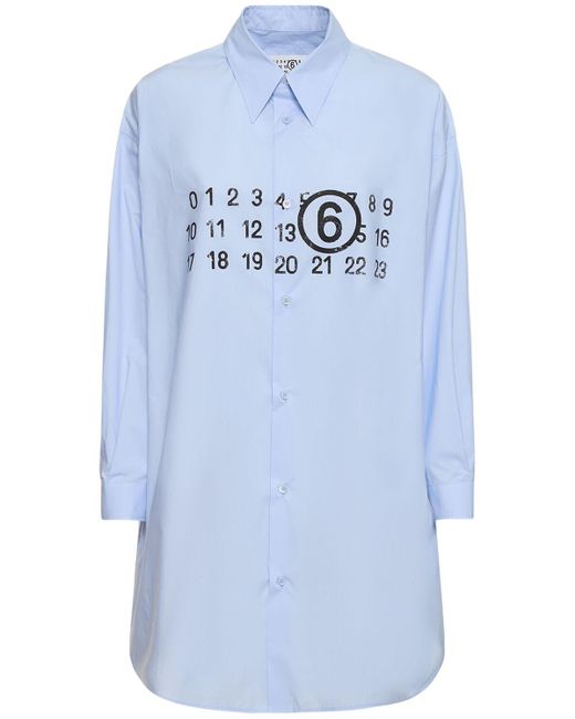 MM6 by Maison Martin Margiela Blue Hemdkleid mit numerischem Logo