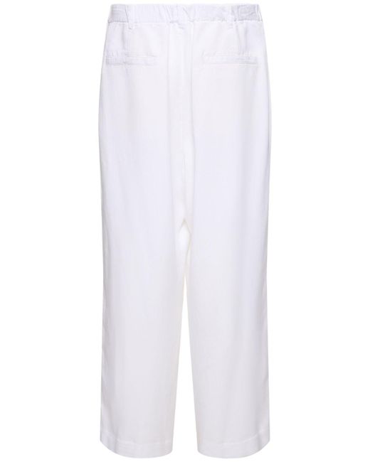 Giorgio Armani White Lyocell Elastic Waistband Pants for men