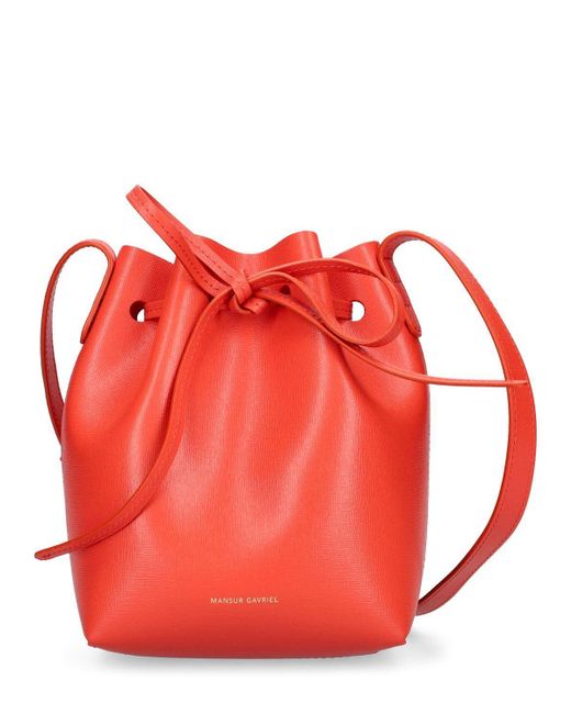 Mansur Gavriel Red Mini Mini Leather Bucket Bag