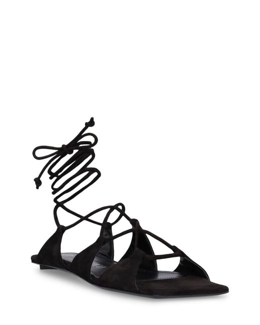 The Attico 5mm Rene Suede Flat Sandals in Black Lyst