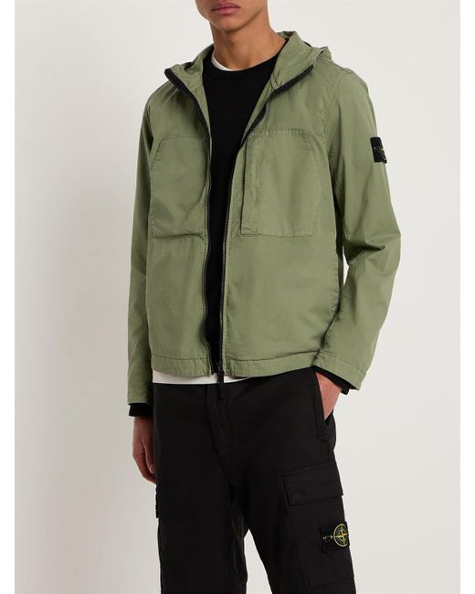 Stone Island Supima Cotton Twill Stretch Jacket in Green for Men