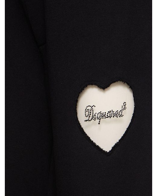 DSquared² Black Cotton Sweatpants W/heart Logo