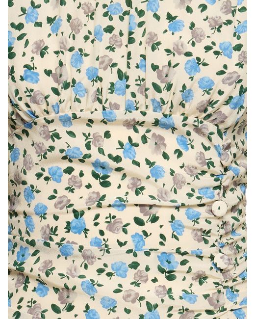 Alessandra Rich Multicolor Floral-print Silk Minidress