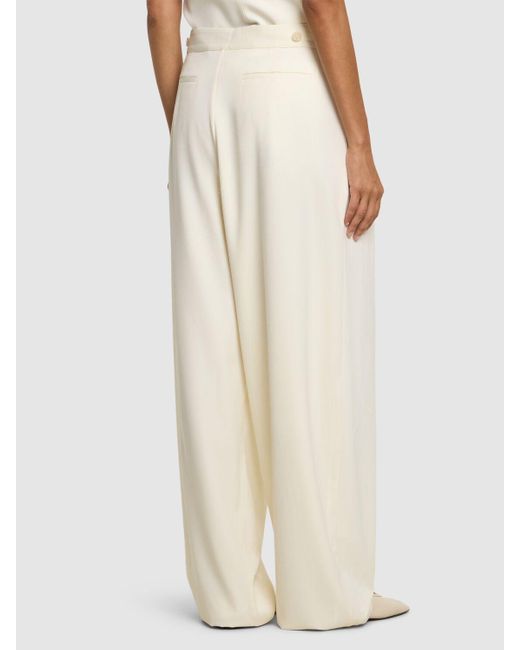 St. Agni White Adjustable Pleated Wool Pants