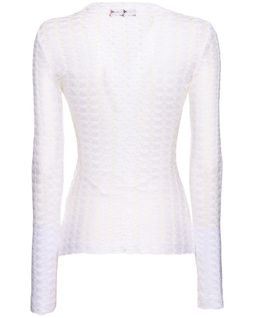 Missoni White Solid Lace Buttoned Cardigan